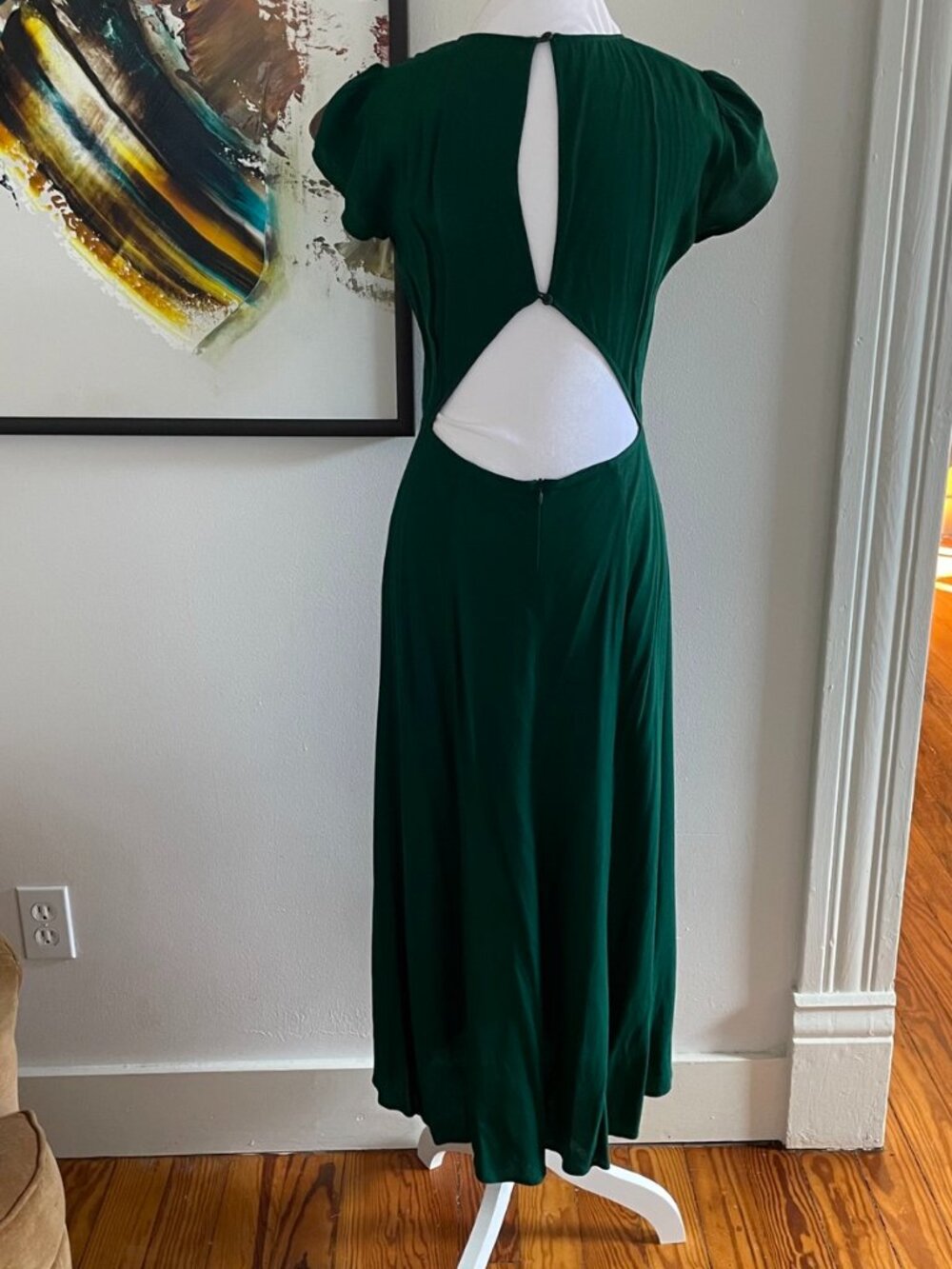 Reformation 'Gavin' Midi Dress / Emerald / Sz 2 - Picture 4 of 16